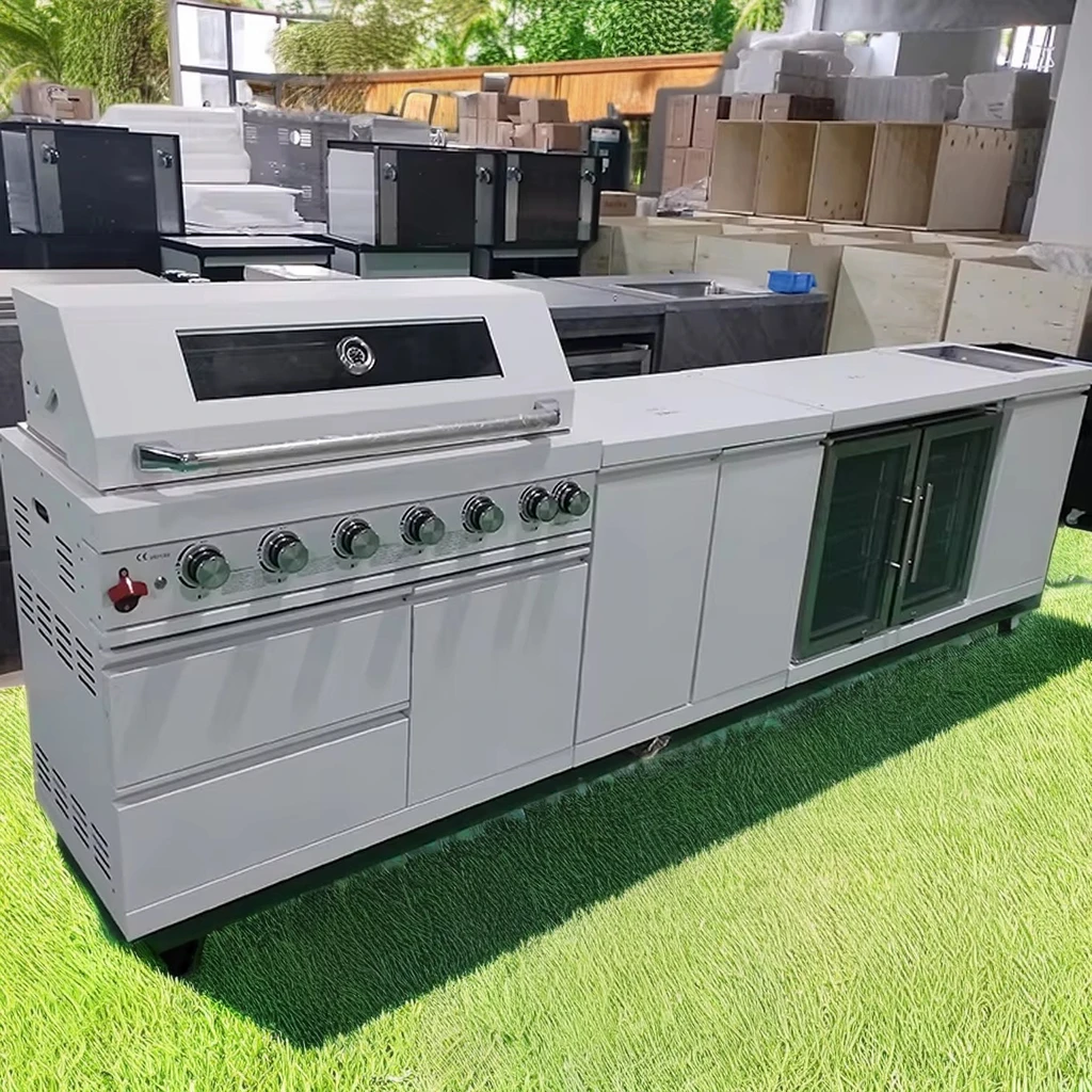 2024 Customized Modern Modular Outdoor Kitchen BBQ Island with Grill and Fridge Equipment for BBQ
