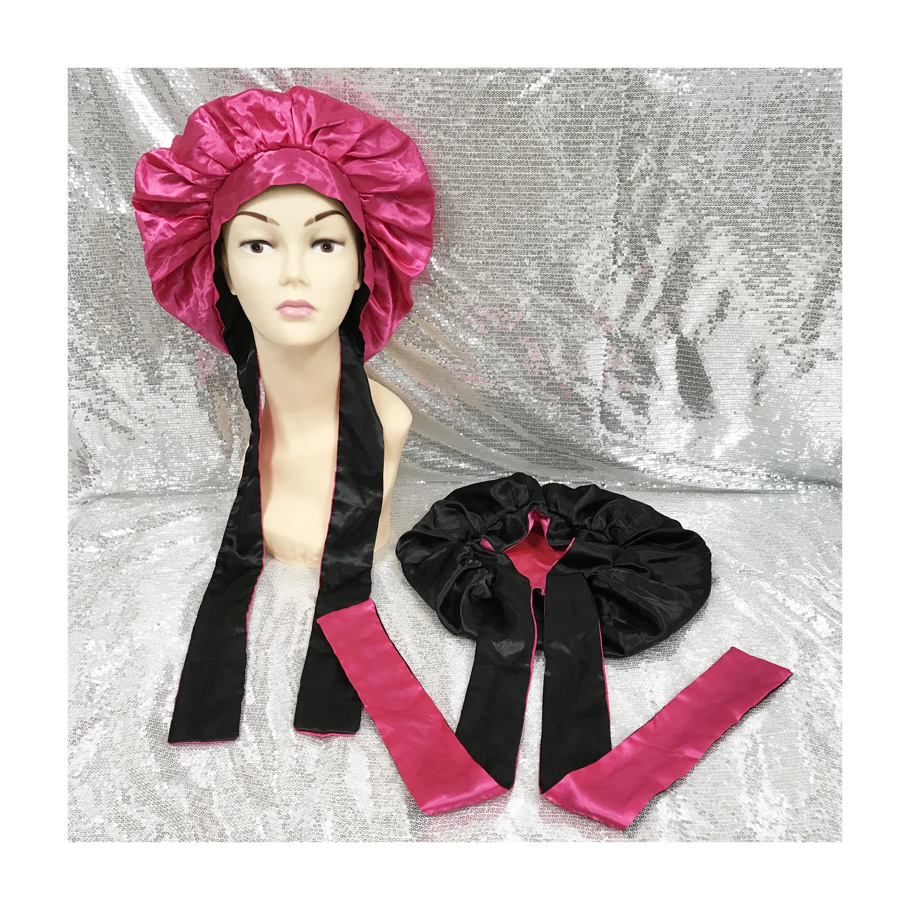 Customize mommy and me bonnet sets With wide band baby bonnets with logo Rhinestone bling Sleep Bonnet