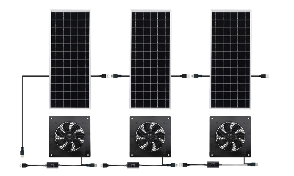 5V USB 3 Speeds Control Mini Solar Extractor Fan 10W Solar Powered Vent Fan for Cat House Doghouse Kennel