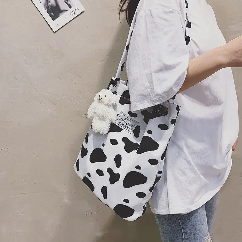 Newspaper Printed Canvas Tote Bag Large Capacity Travel To Work Shoulder Bag Student Japanese Retro Women Handbags