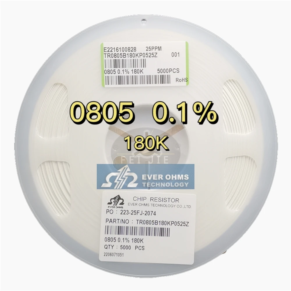 Тонкопленочный прецизионный RESISTOR0805-180K 0.1% 25PPMTR0805B180KP0525Z