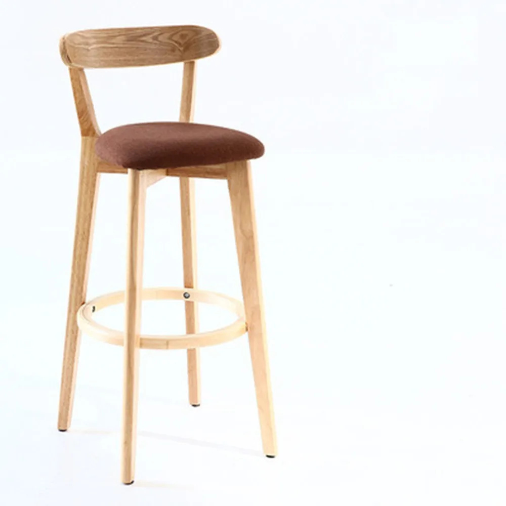 
Nordic Customized Modern solid Wood Design with Back Leather High Counter Barstool 