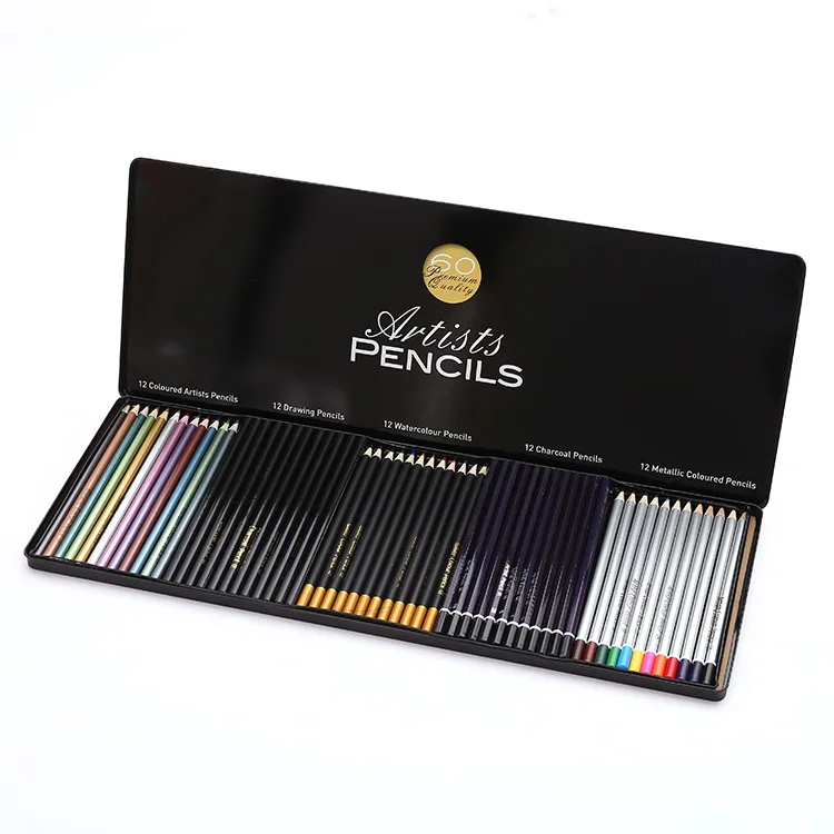 
60 colors art painting watercolor pencil leads natural wooden colored pencil set 