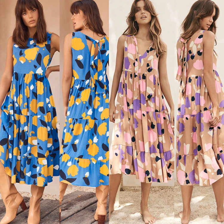 
Fashionable Customized Manufacturing Clothes Women Design and color Sleeveless loose Casual Dress 