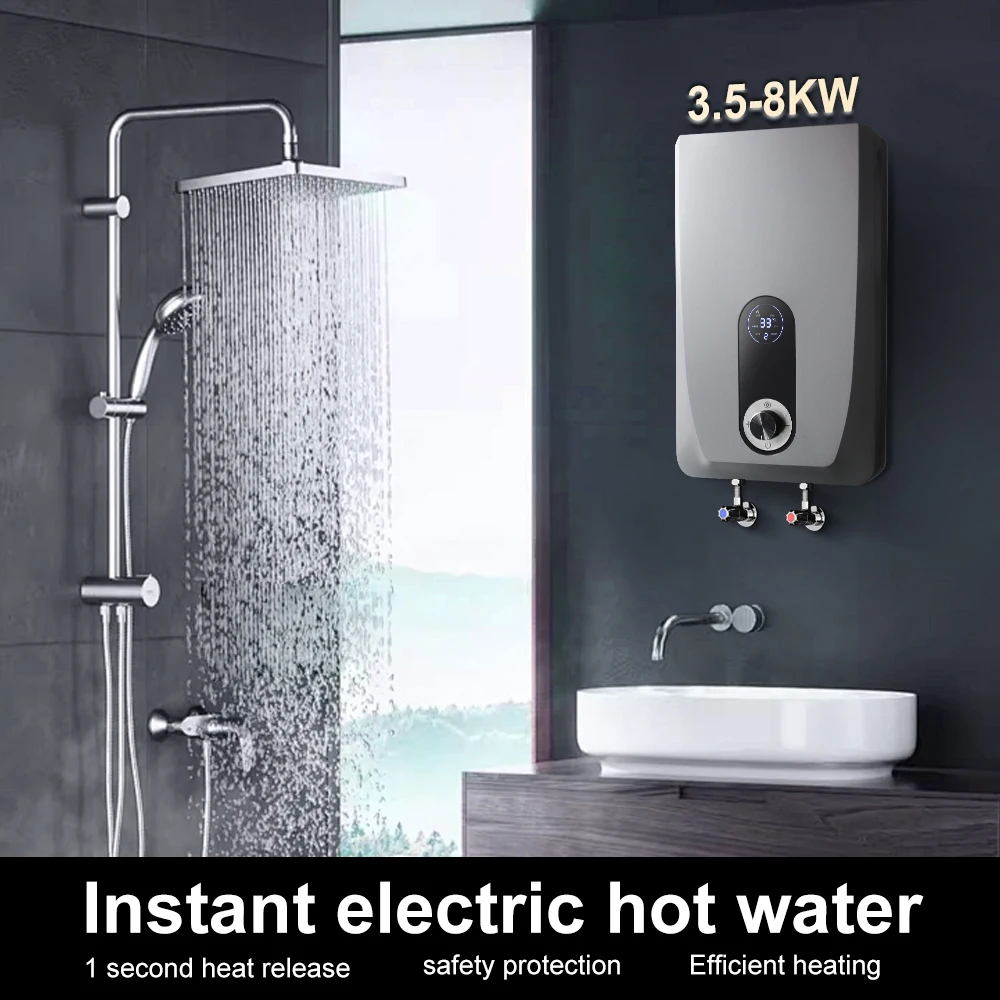 New Tankless Instant Water Heater Bathroom Electric Showers Wholesale Instantaneous Heating with Flow Sensor Booster Pump