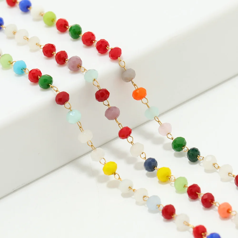 Fashion Jewelry Accessories Mixed Color Crystal Bead Chain Bulk Diy Women Necklace Bracelet Chain