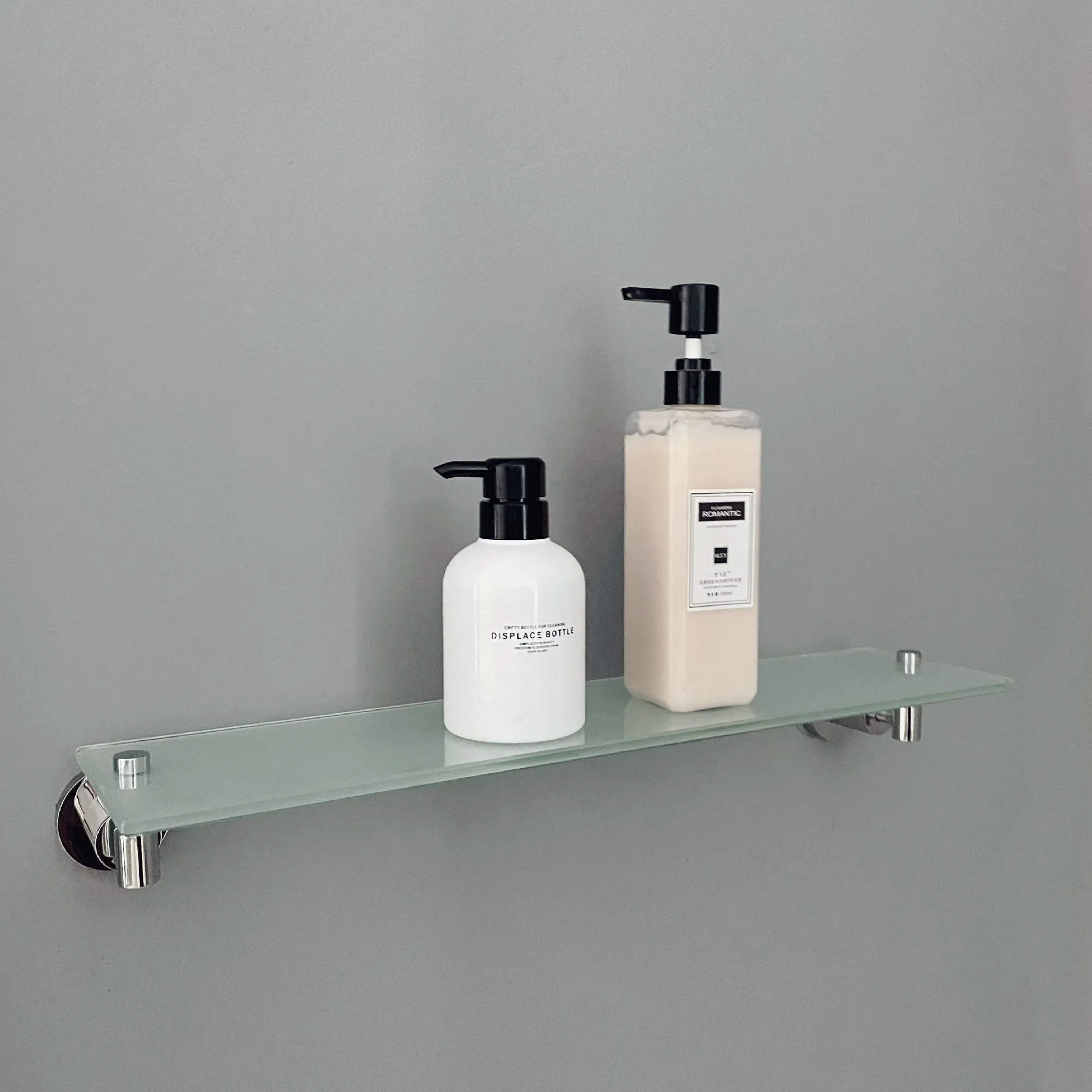 Wall Mount Stainless Steel Single Tier Glass Bathroom Shelf Glass Shower Shelf Bath Shelf