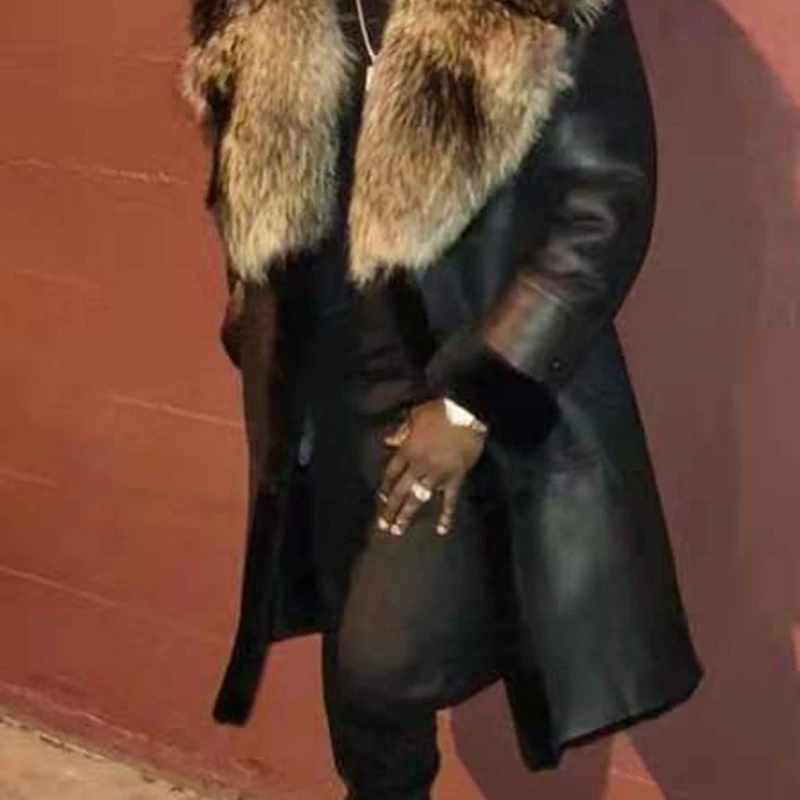 
Professional Full length faux fur coats for sale winter with lapel collar man coat jackets coat for men 2020 