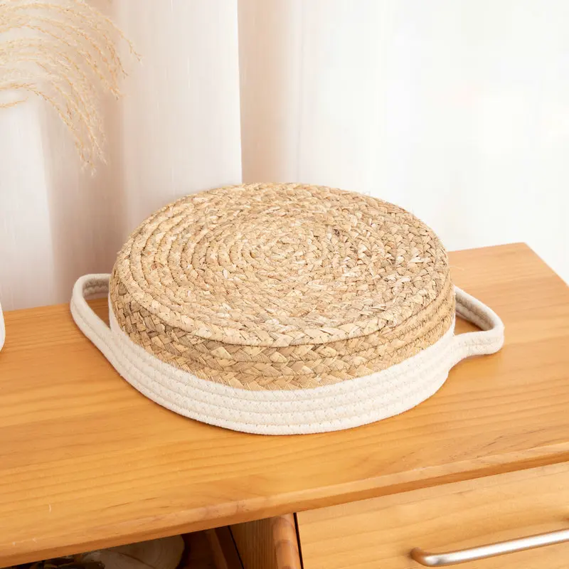 New Design Willow Basket Cotton Rope Weaving With Handle Storage Bins Sets