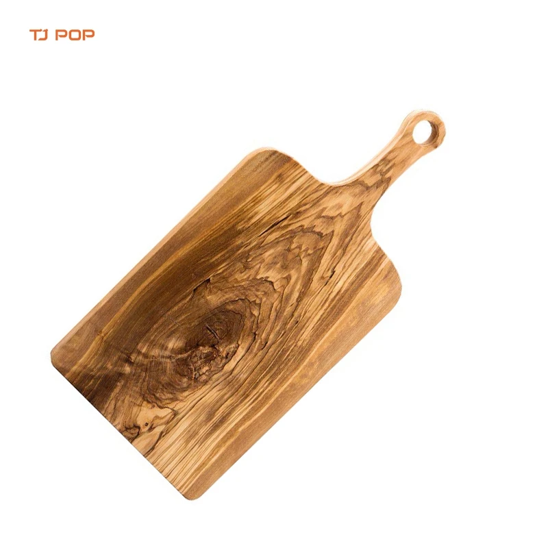 Olive Wood Butcher Chopping Block Customized Wooden Cutting Board with Handle
