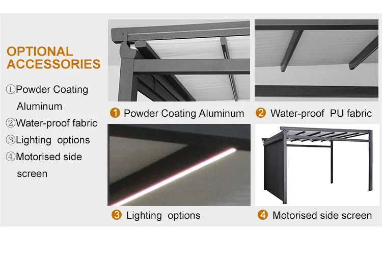 PVC Folding Retractable Roofs Architectural Retractable Pergolas