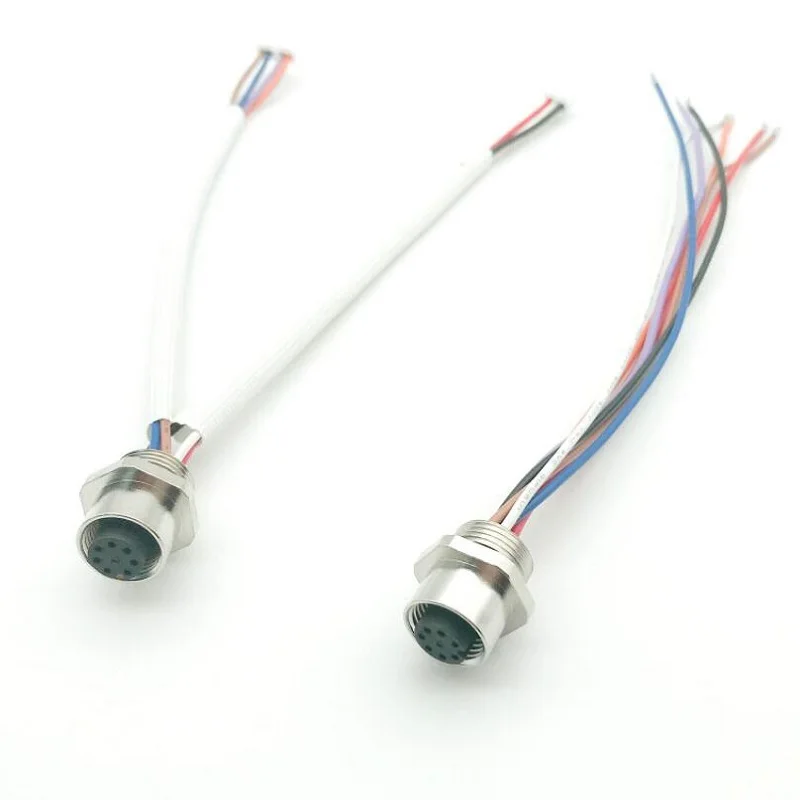 M8 M12 8pin женский датчик сосуд задняя панель сосуд кабель с огнестойким нейлоновым рукавом