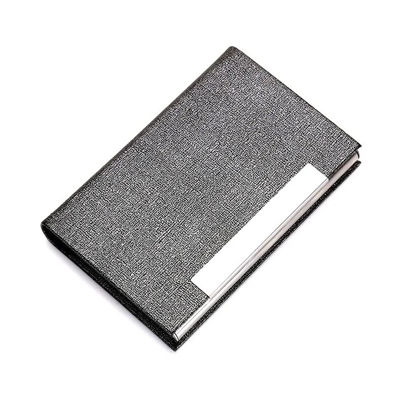 business gift customized Logo Wholesale stainless steel PU metal business card case aluminum alloy creative card holder