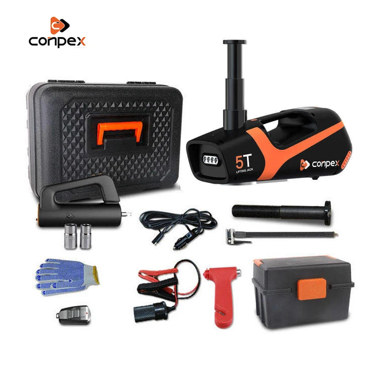 Conpex new 6 in 1 car electric jack DC12V 5T new car jacks compressor wrench vehicle tools emergency tool kit car jack kit