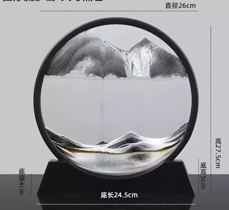 2024 Hot Sale Flowing Painting Liquid Sand Art 3d Moving Sand Art Moving Sand Picture With Spinning Base Glass Crafts