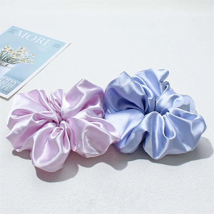 Large 16CM Many colors plain satin large XXL scrunchies ponytail rubber band women