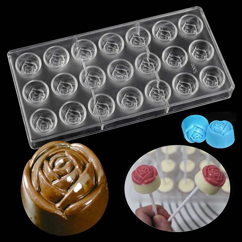 Wholesale Custom 21 Cavity Making Nonstick Molde 3d Rose Flower Shape Customized Chocolate Mold