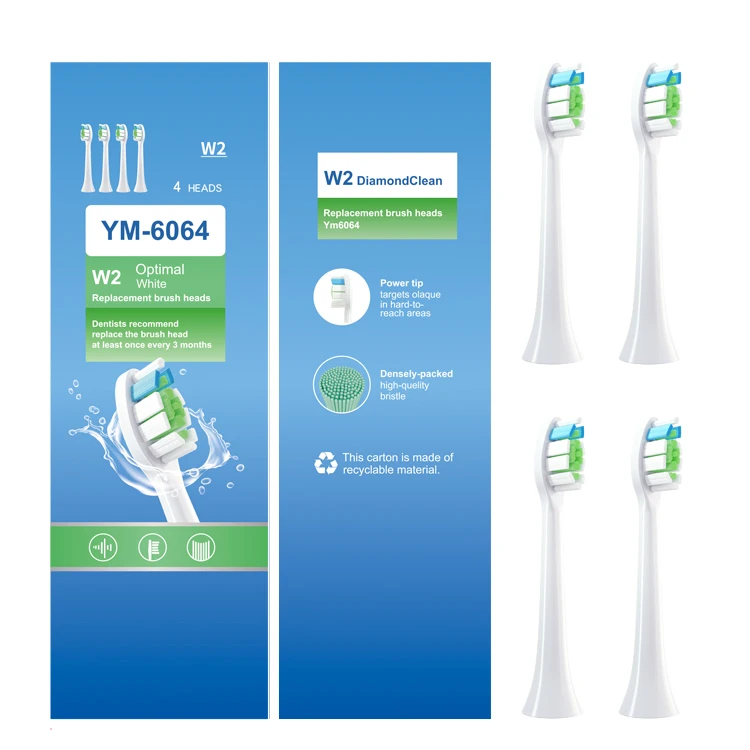Diamondcleaning W2 Sonic Toothbrush Heads Replacement Electric Tooth Brush Heads For Philp Hx6064