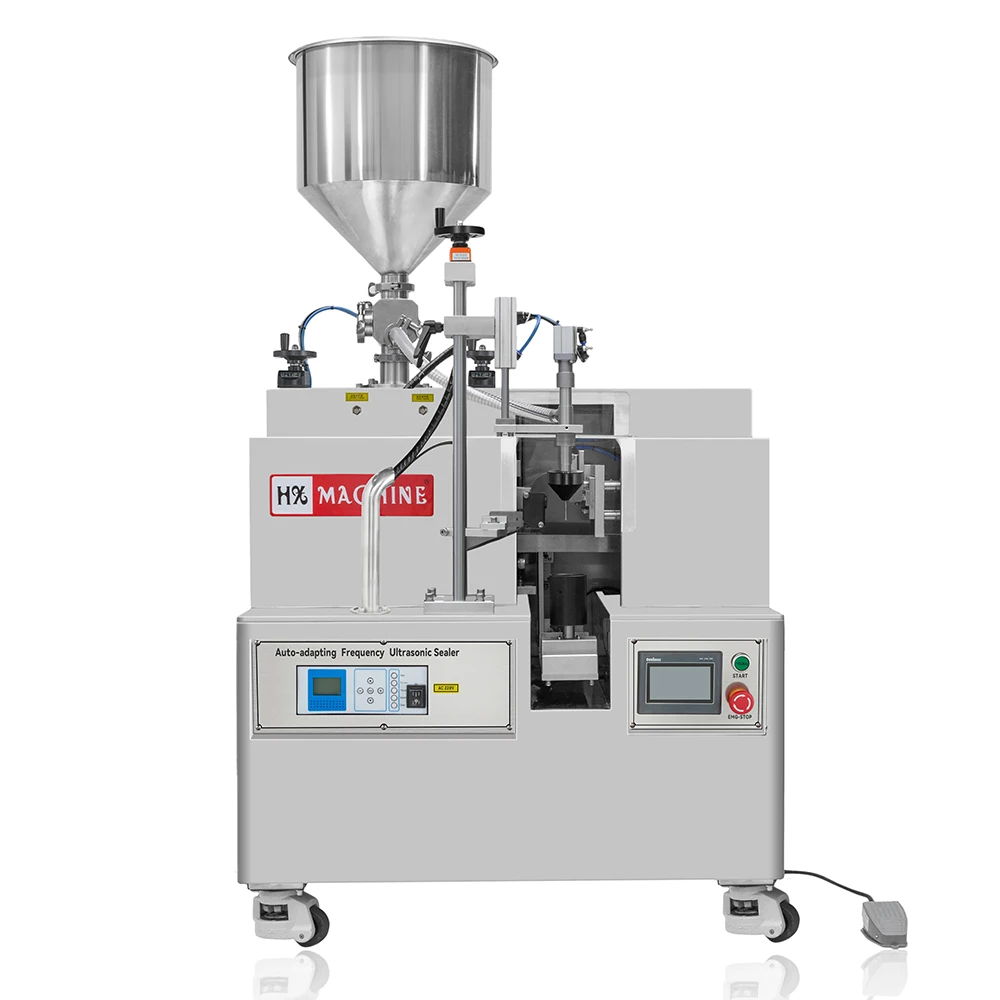 HX-002  Hot Sale Price Ultrasonic Cosmetics Hand Care Cream Paste Soft Tube Filling And Sealing Machine