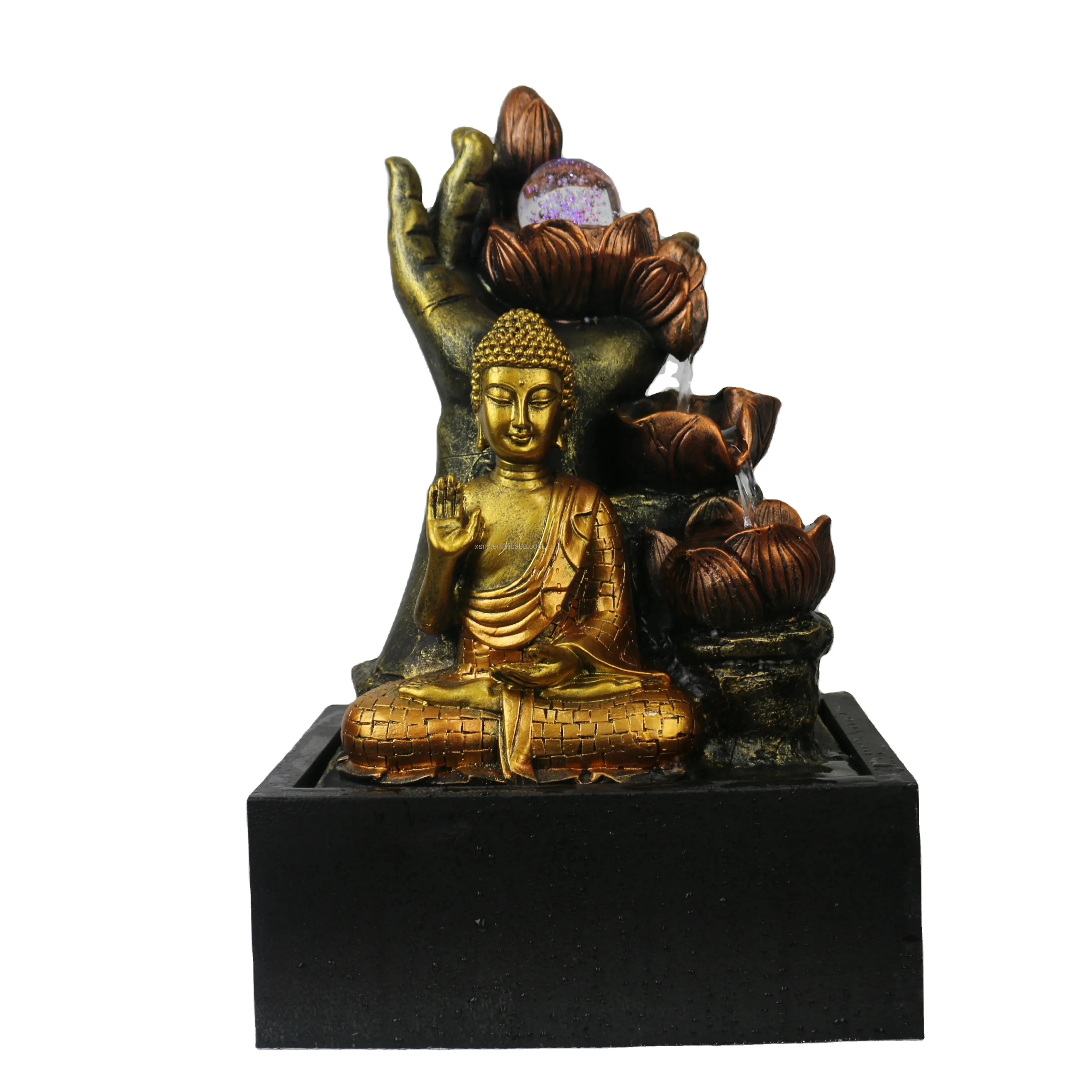 Hot selling Zen Buddha resin fountain water table top home decoration wholesale Buddha fountain