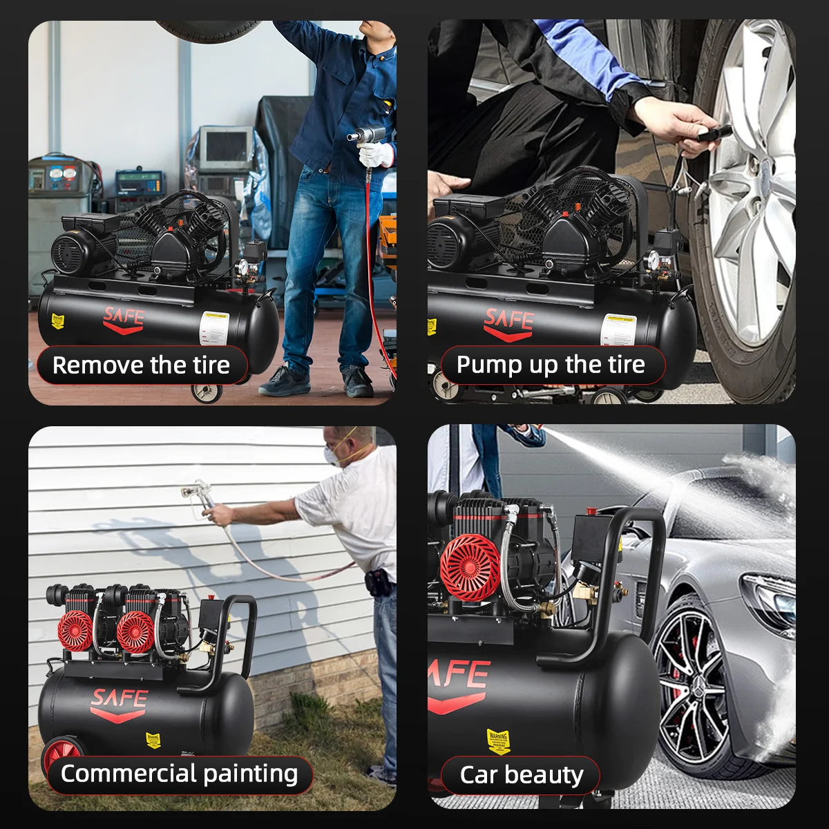 150-Liter Piston Air Compressor with Reliable Engine and Motor for Tyre Air Compression