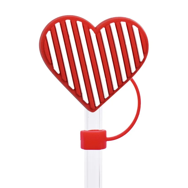Cartoon Cute 10mm Valentines Day Gifts Silicone Straw Topper for Tumbler Bar Accessory Detachable Soft Rubber Drinking Wholesale