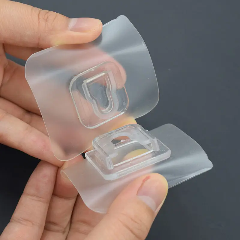 Waterproof Removable Strong Stick Transparent Plastic Mounted Sticky Hanging Wall Adhesive Hook