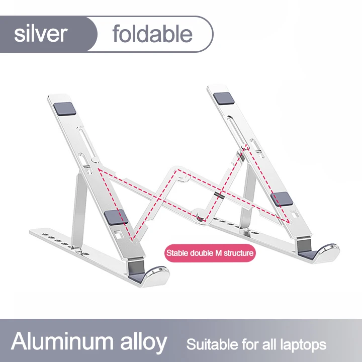 
Foldable Adjustable Height Size Portable Aluminum Alloy Desk Laptop Notebook Holder Stand 