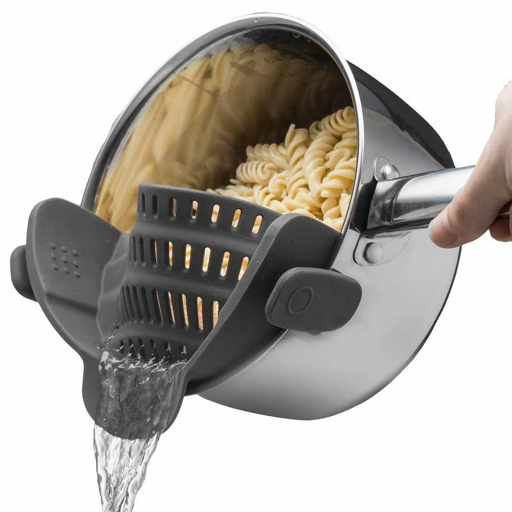 Hot Sale Silicone Strainer Snap Clip Drain Pot Side Sticker Food Colander Pasta Strainer