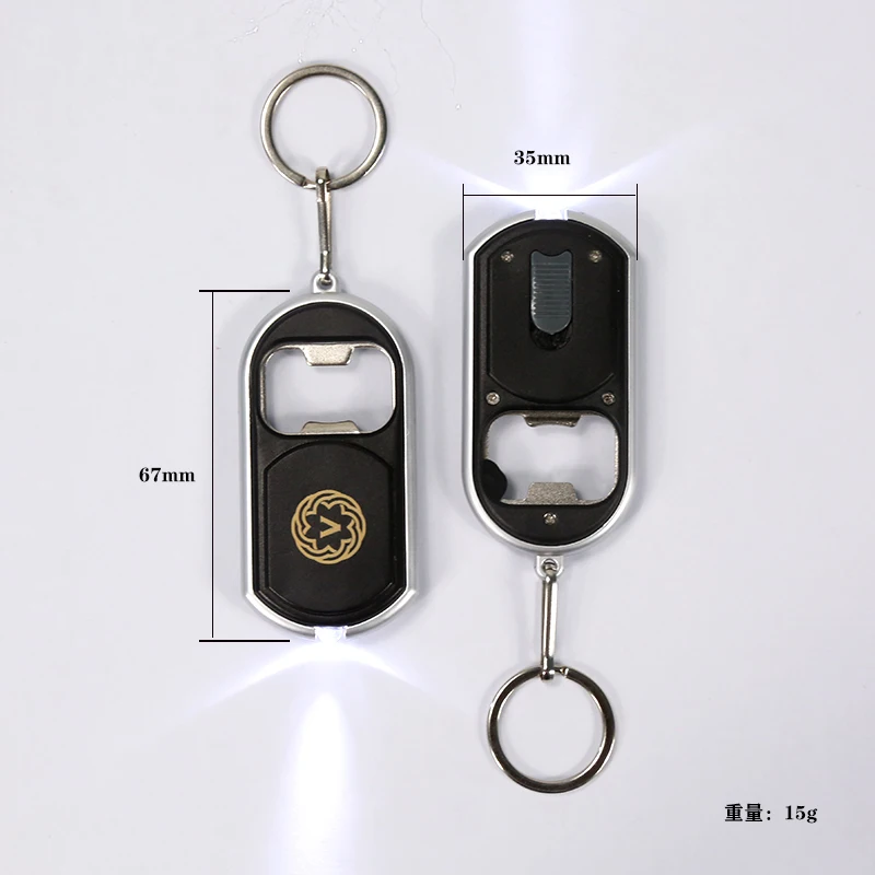 Beer Bottle Opener Keyring For Bar Led Flashlight Keychain Luminous Plastic Customizable Bottle Opener Keyring For Gifts