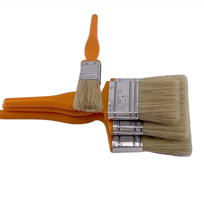 2024 High-Grade and Low Price New Bristle Brush Orange Plastic Handle Paint Brush for House Decoration