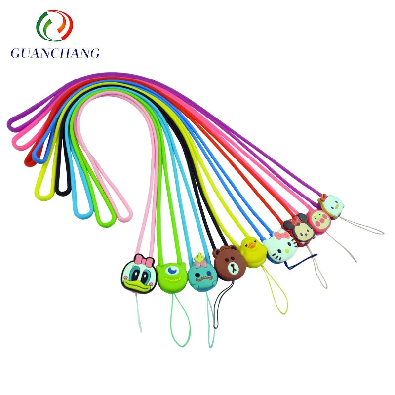 Factory Gift wholesale  multiple use mobile phone neck strap buckle lanyard PVC silicone Cartoon Cute Phone Personality Lanyard