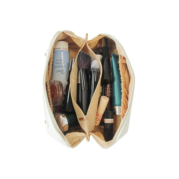 Custom Logo Water Resistant Make Up Travel Cosmetic Portable Handle Checkerboard Pu Makeup Storage Bag Toiletries Bags For Women