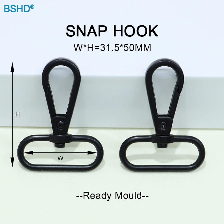 Wholesale High Quality Nickel Black Gun Metal Custom Engraved Logo 39*73mm Swivel Snap Hook For Handbag Strap