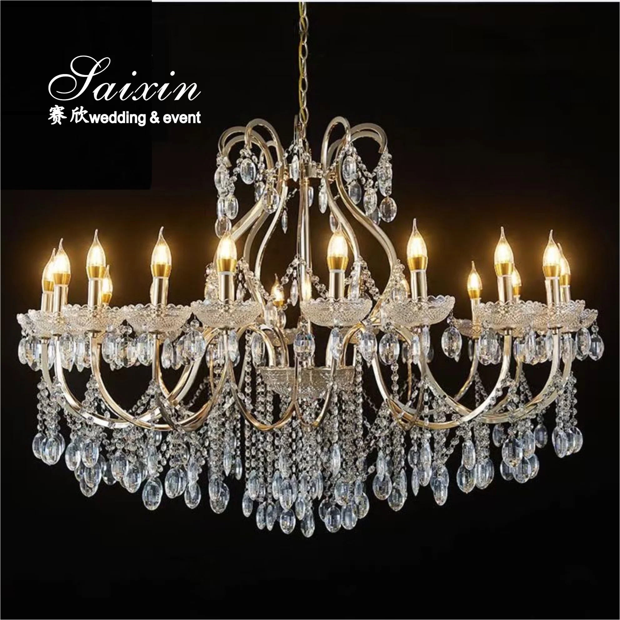 Factory Wholesale Large Metal  Crystal Chandeliers For Wedding Decoration