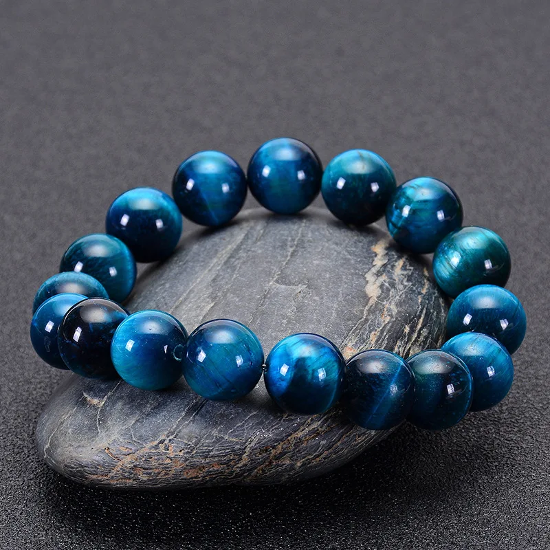 High Quality  Nature Stone Blue Tiger Eye Jade Bead Bracelet For Men Women