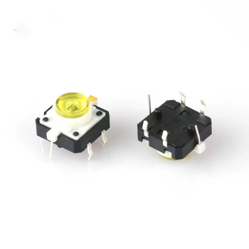 Mini 12*12 tact switch with light LED small 4p red green orange white 12*12*7.3 positioning switch