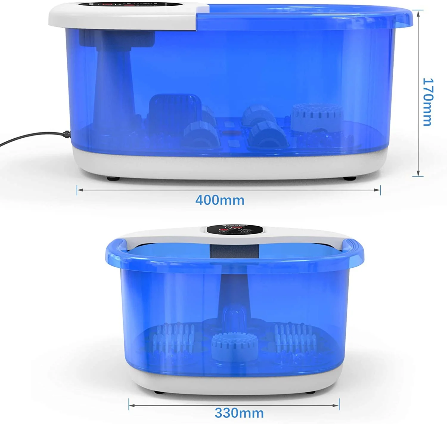 Air Bubble Foot Massage Basin Foot Spa Bath With Electric Heating Water And Large Massage Rollers