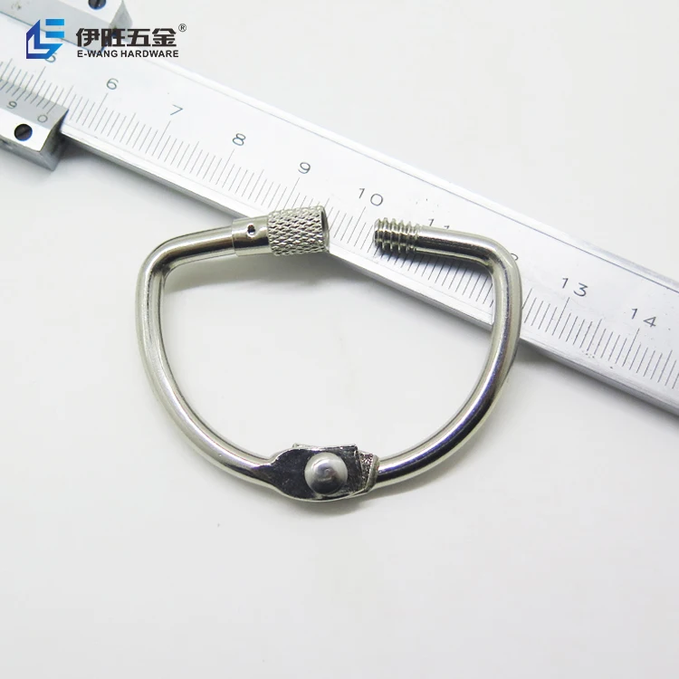 YIWANG Manufacture Fashion Iron 1.5 Inch D Shape Carabiner Lock Rings With Screw