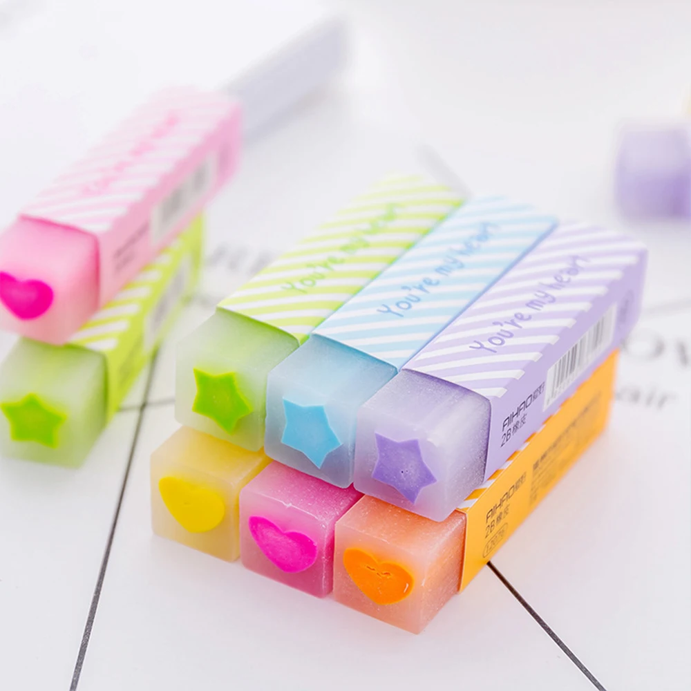 Wholesale Fancy School Novel 2d Pencil Rubber Eraser Multi color Extrusion Eraser For Children