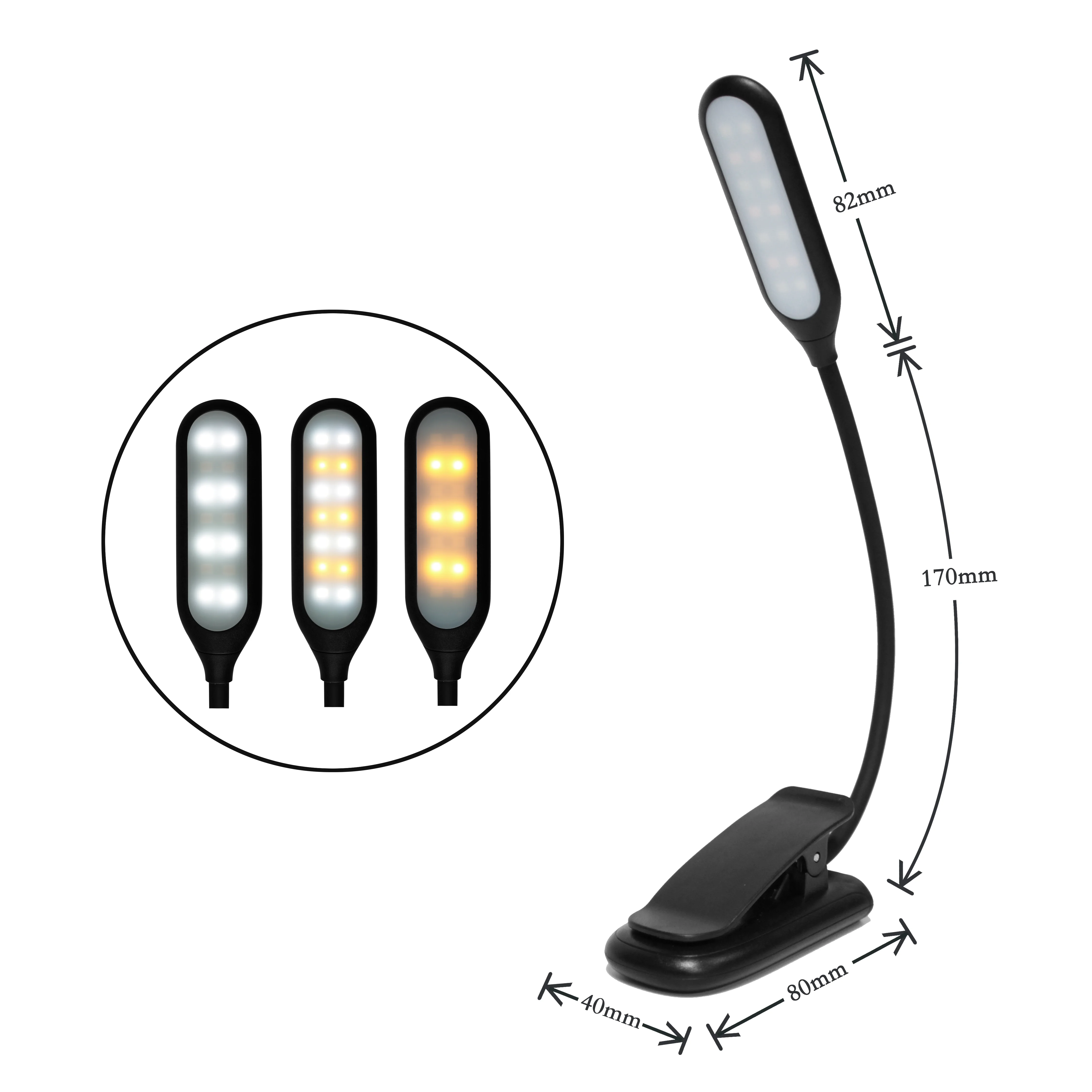 Factory Direct Sale  Free Sample 14 Led Rechargeable Portable Mini Flexible Book Lights for Reading in Bed