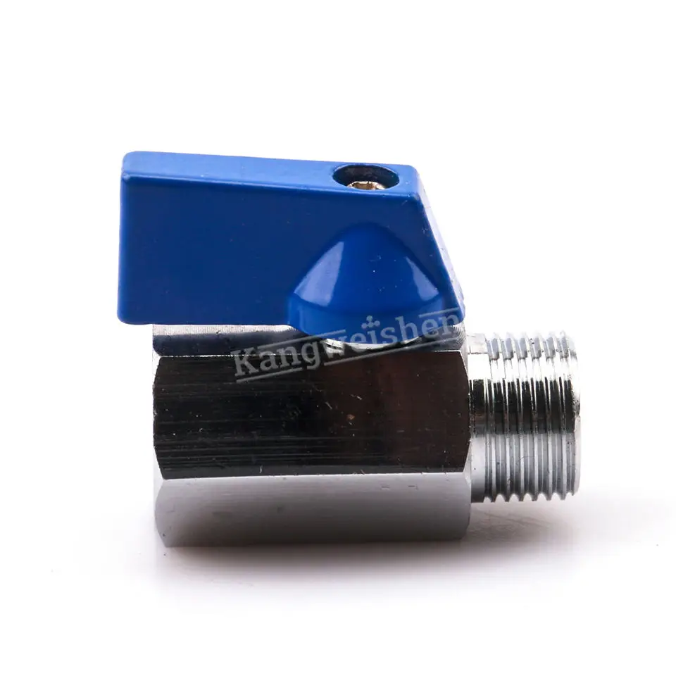 FM thread chrome plated mini brass ball valve polished chrome plated female thread male threaded brass mini ball valve