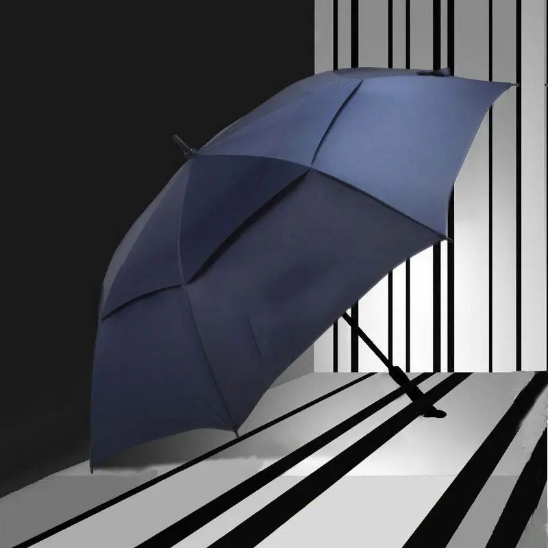 Golf Long Handle Strong Advertising Rain Umbrella Double Automatic Fiberglass Windproof Golf Business Umbrellas