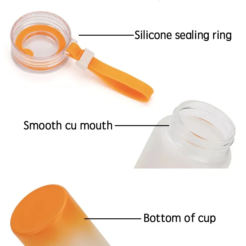 Drinkware Matte Glass Water Bottle Frosted Gradient Color 17oz 500ml sublimation blanks Sublimation blanks glass bottle