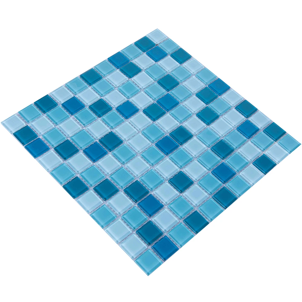 Swimming pool tiles mosaic mixed blue square glass mosaic for bathroom outdoor pool