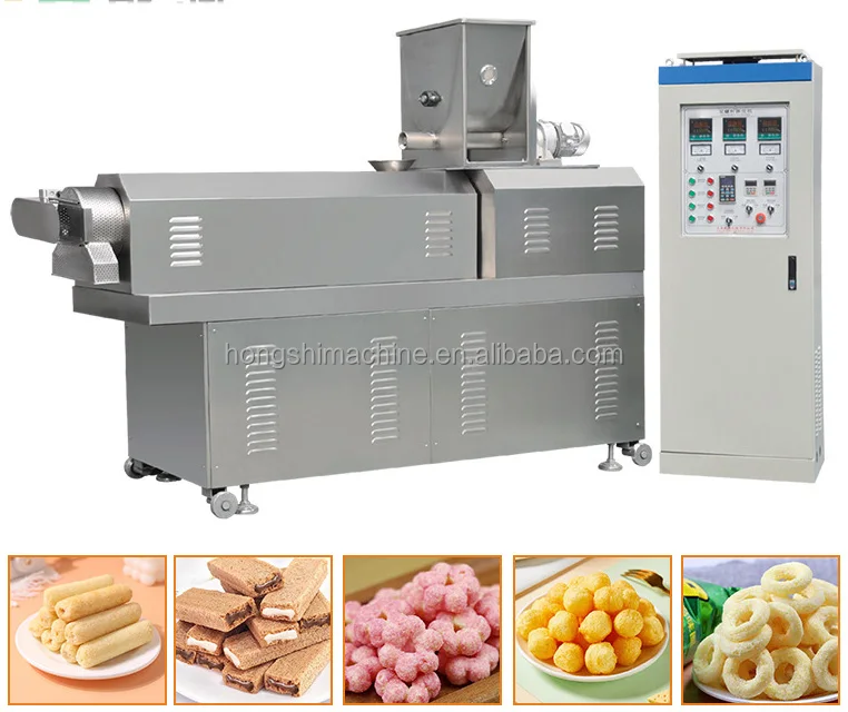 Stainless steel snack food machinery corn puff snack food extruder wheat puffing cereal making machine