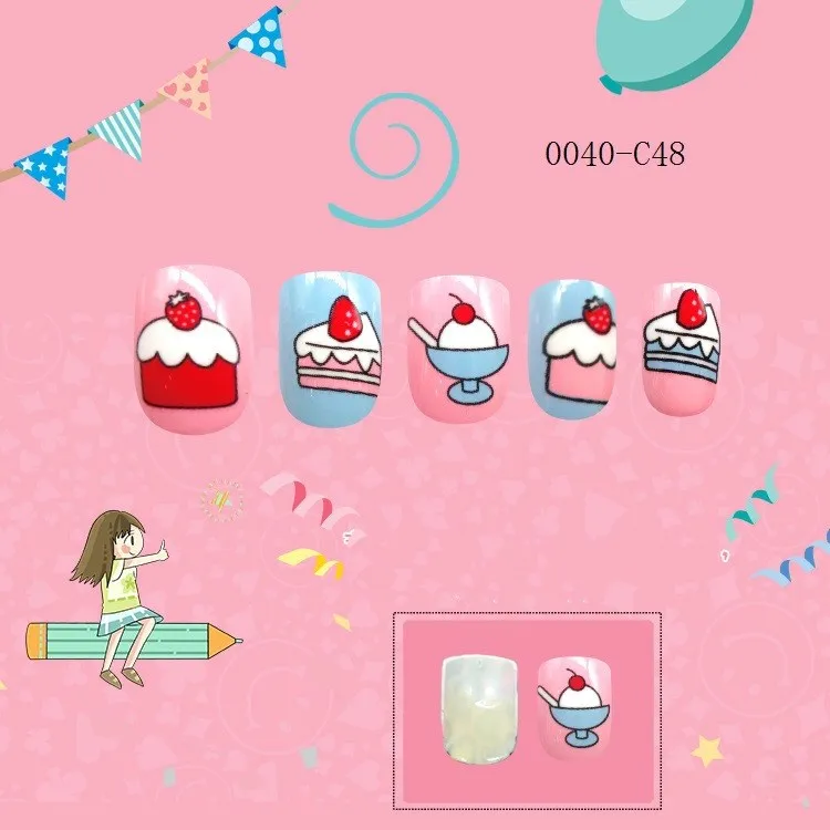 24 шт./кор. высокое качество нажмите на бесплатные diy накладные ногти для ног с украшения детей полное покрытие рисунком героев из мультфильма; Накладные