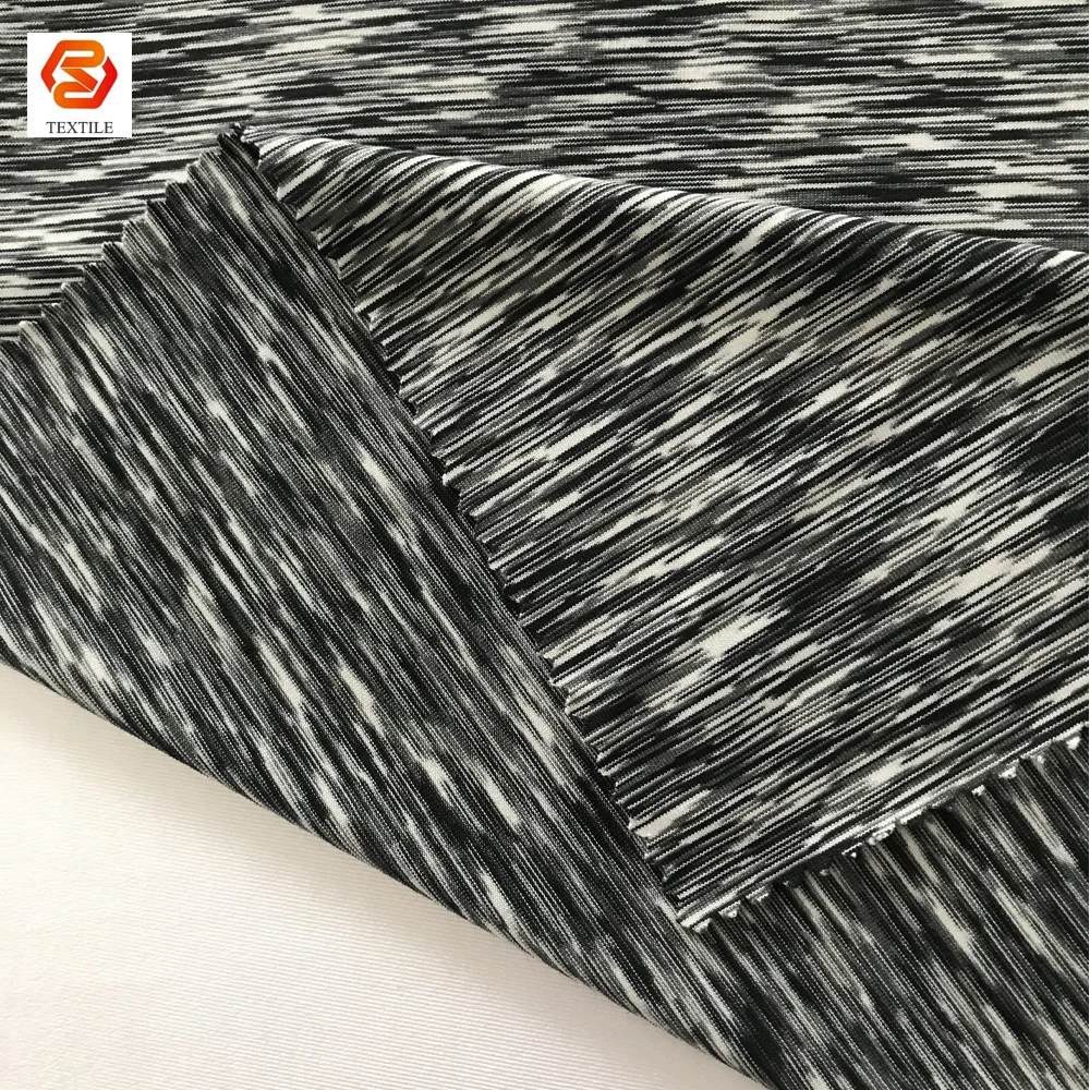 high elastic space dye jersey 88 polyester 12 spandex weft fabric for legging