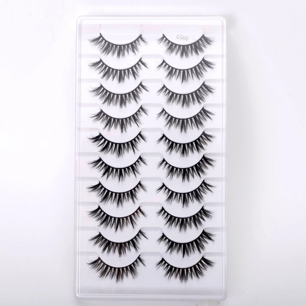 Yiernuo 10 pairs faux cils short natural lashes vendor Qingdao factory price China 3d Silk eyelashes wholesale