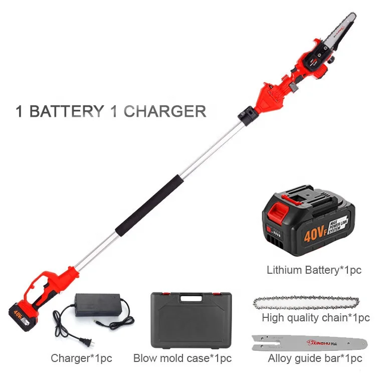 China direct factory  long reach electric chainsaw and hedge trimmer for trees pruning pole lithium battery chain saw